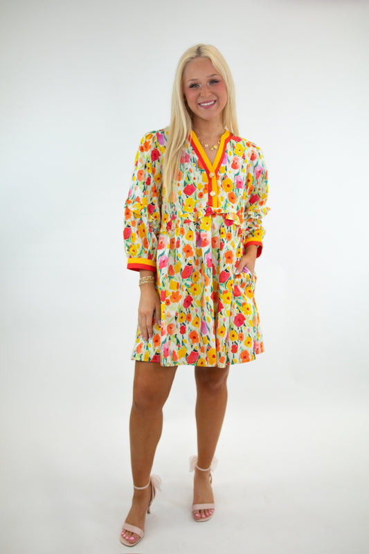 Spring Florals Yellow Dress