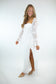 White Lace Sleeve Slit Detail Dress