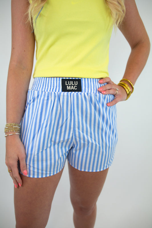 Blue Striped LULU MAC Shorts