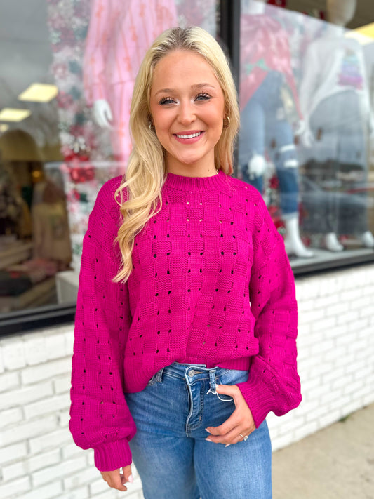 Wine Box Knit Cropped Sweater