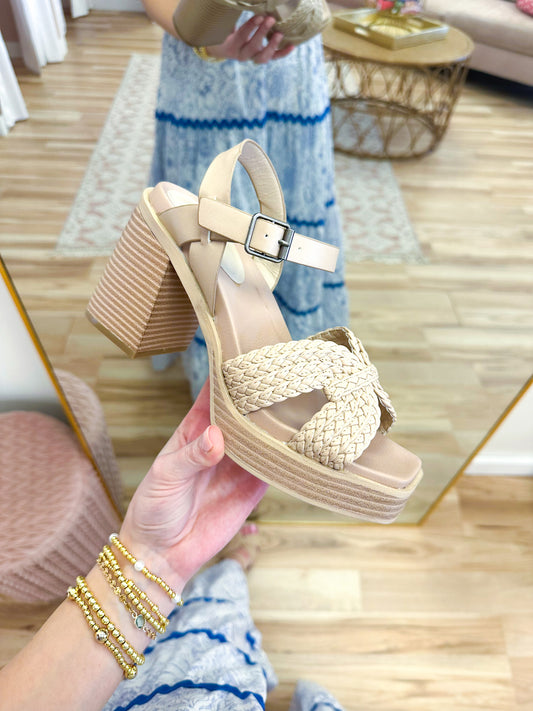 Taupe Woven Strappy Heel