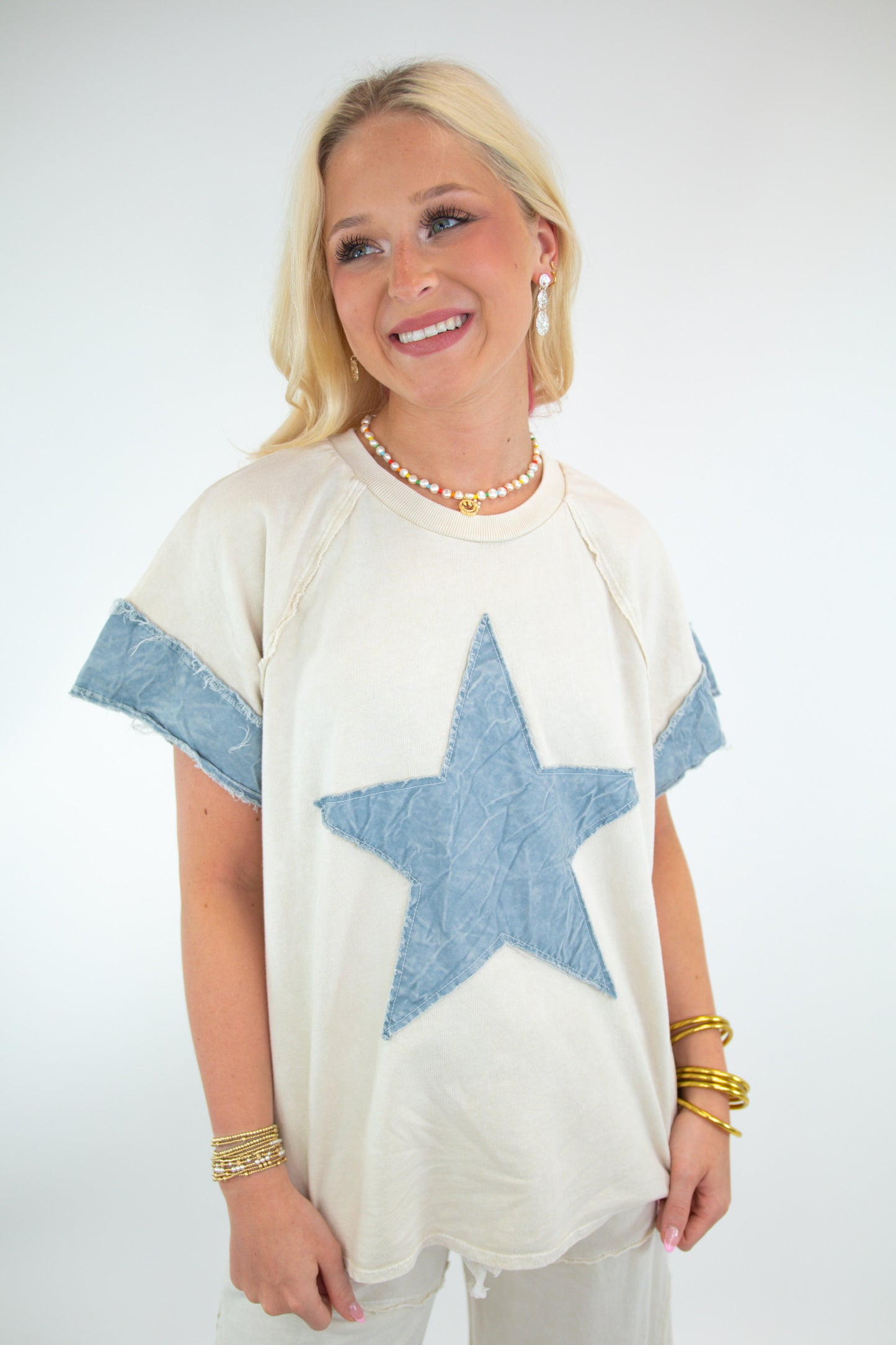 Ivory Mineral Wash Raw Hem Top