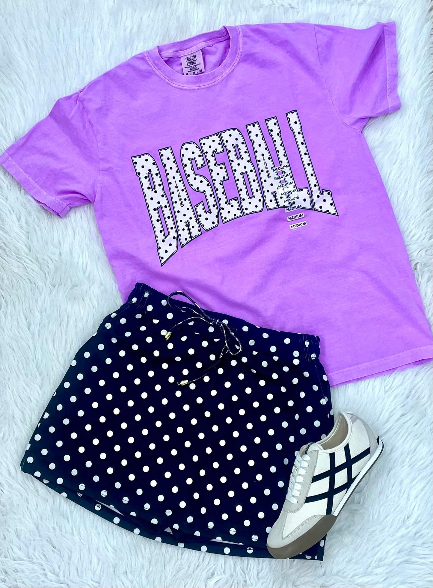 Polkdot Orchid Baseball Graphic Tee