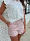 Embroidered Ruffle Sleeve V Neckline Blouse