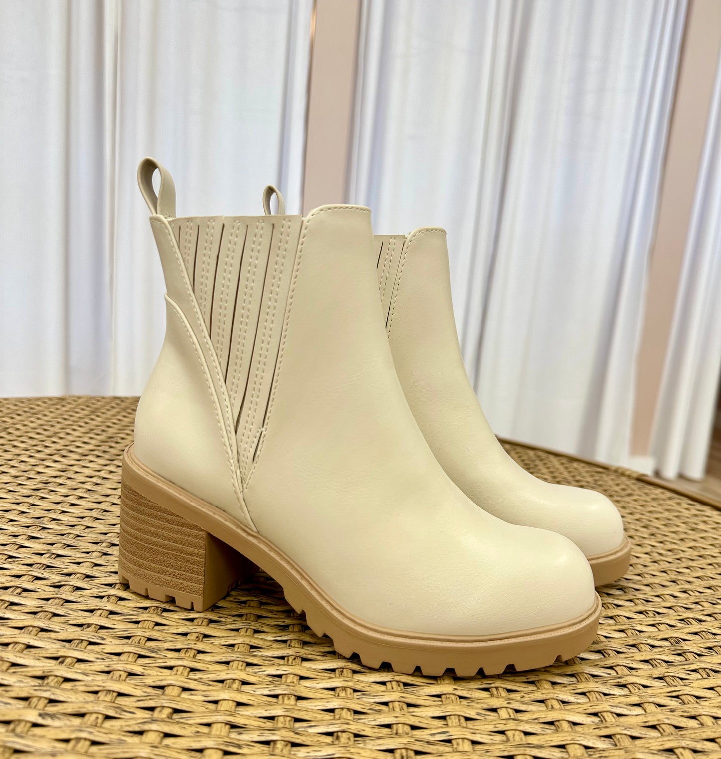 Bone Faux Leather Bootie