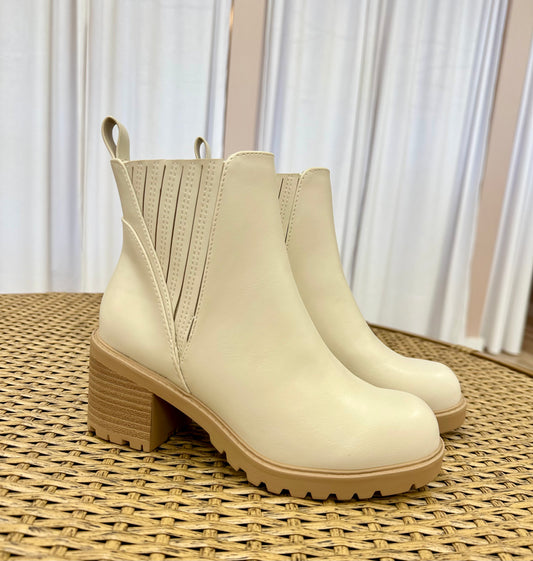 Bone Faux Leather Bootie