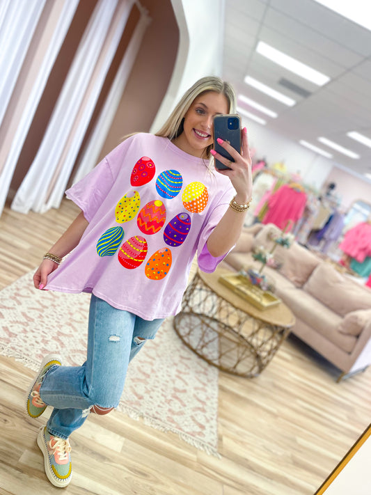 Lavender Easter Egg Oversized Tee