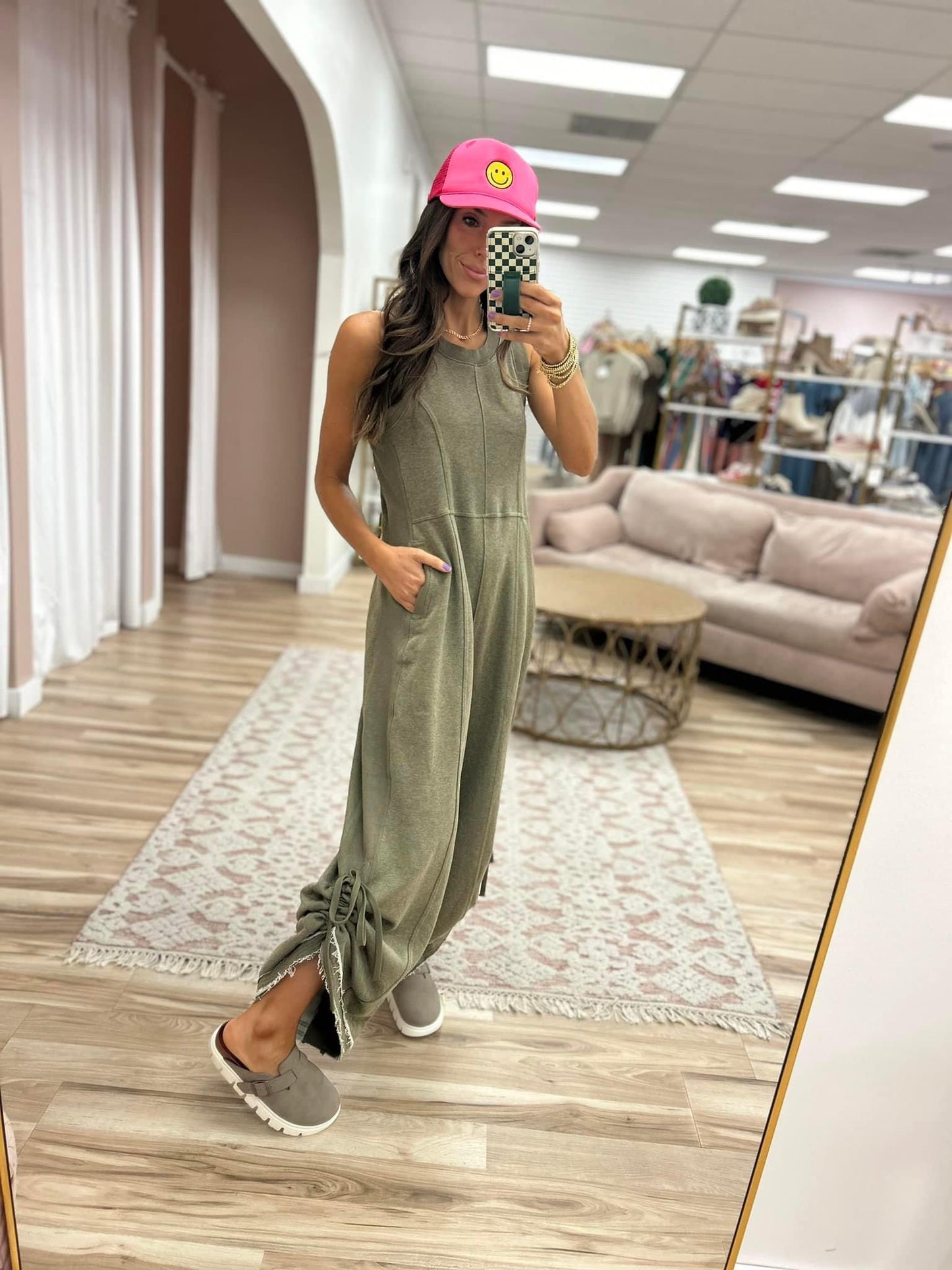 Ribbed Olive French Terry Jumpsuit