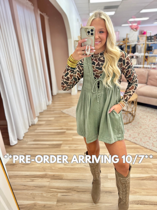 Olive Wash Romper