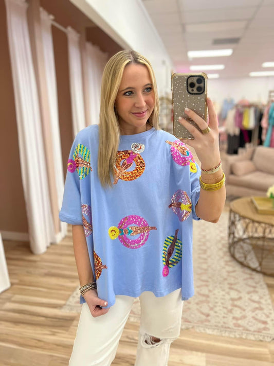 Sequin Pool Days Oversized Top