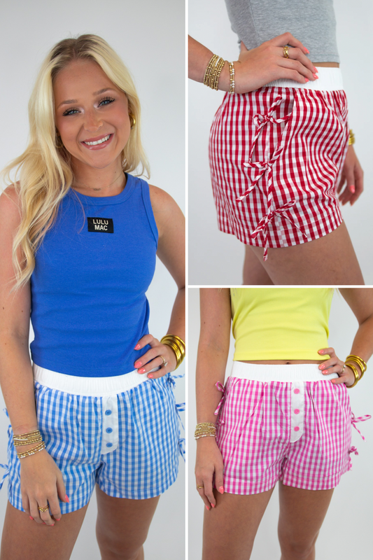 Gingham Bow Lulu Mac Boxer Shorts