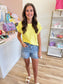 Pleated Petal Top - Yellow