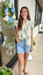 Cream Flutter Sleeve Floral Top