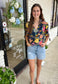 Navy Short Sleeve Floral Top