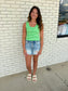 Green Stripe Button Down Tank