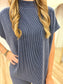 Navy Ribbed Short Sleeve Set
