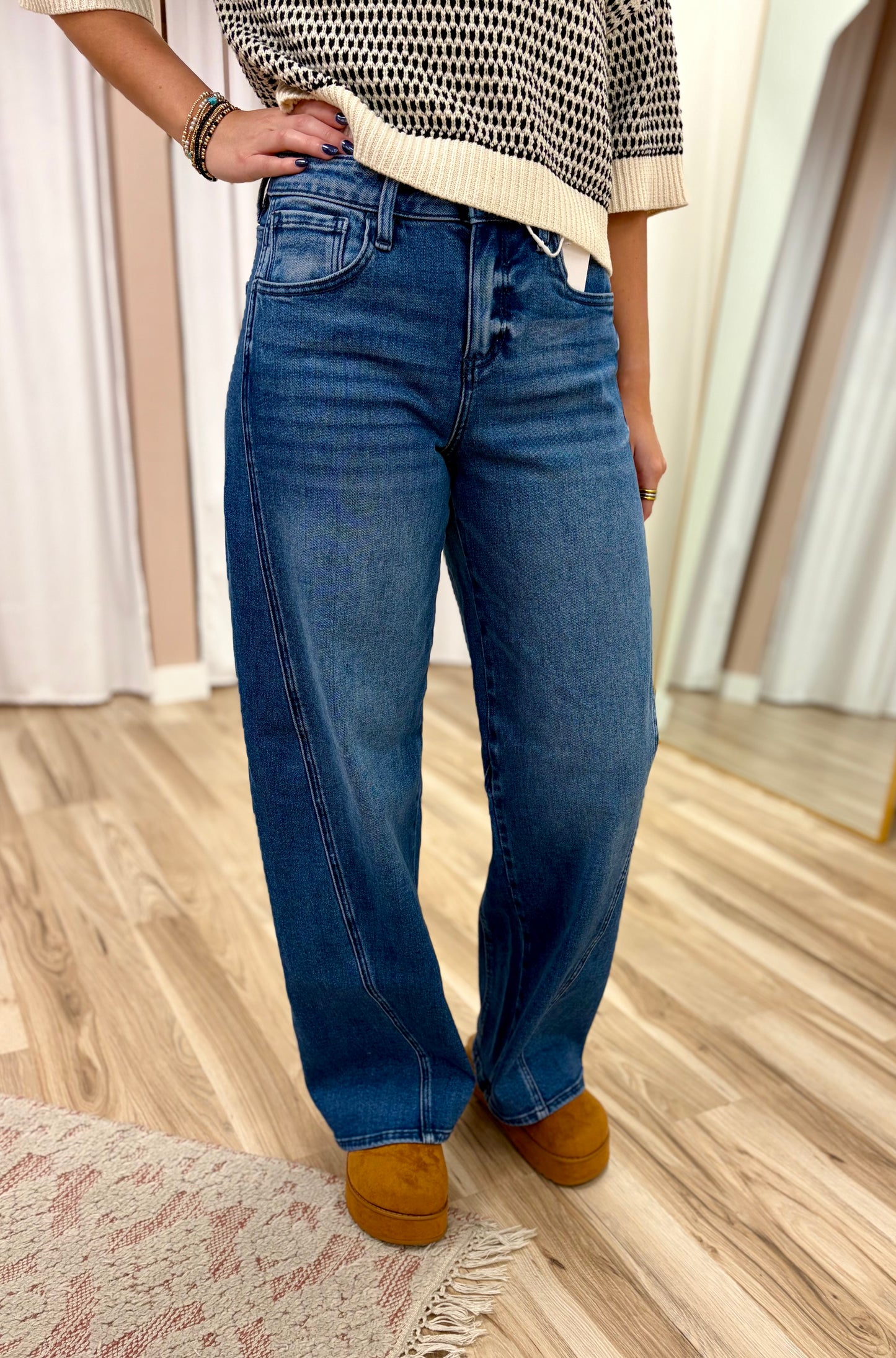 Dark Wash Barrel Jeans