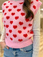 Pink/Red Heart Sweater Top