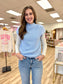 Knit Mock Neck Light Blue Sweater
