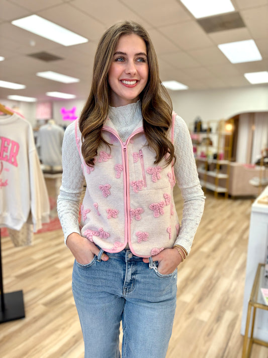 Pink Bow Printed Vest