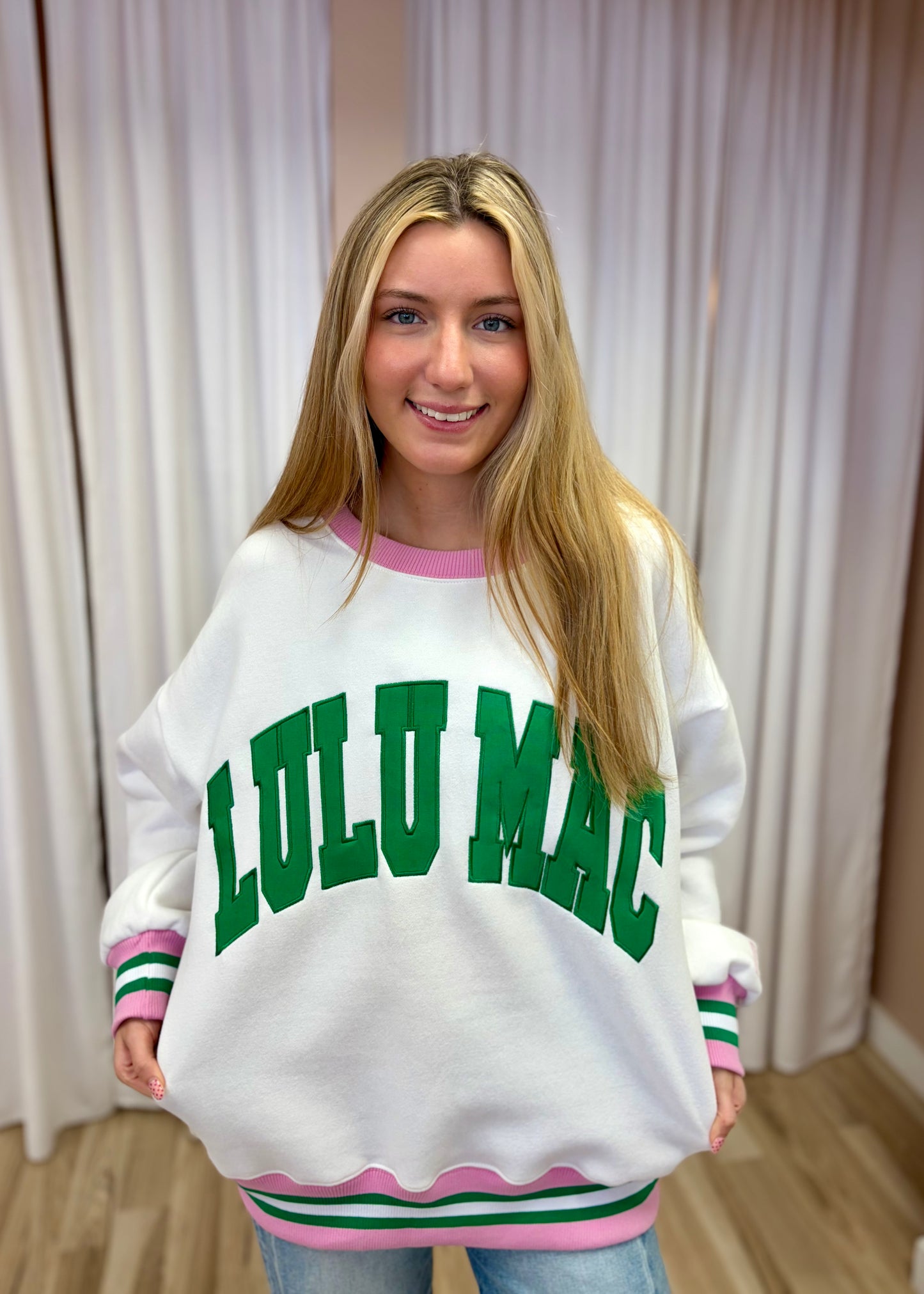 Lulu Mac Green and White Pullover