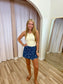 Flower Patterened Denim Skort