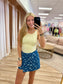 Flower Patterened Denim Skort