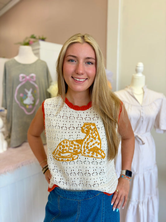 Golden Cheetah Knit Top