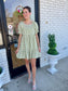 Gingham Smocked Green Mini Dress