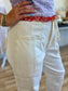 Cream Drawstring Utility Jeans | Wide Leg Patch Pocket Denim