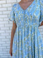 Smocked Waist Blue Floral Maxi