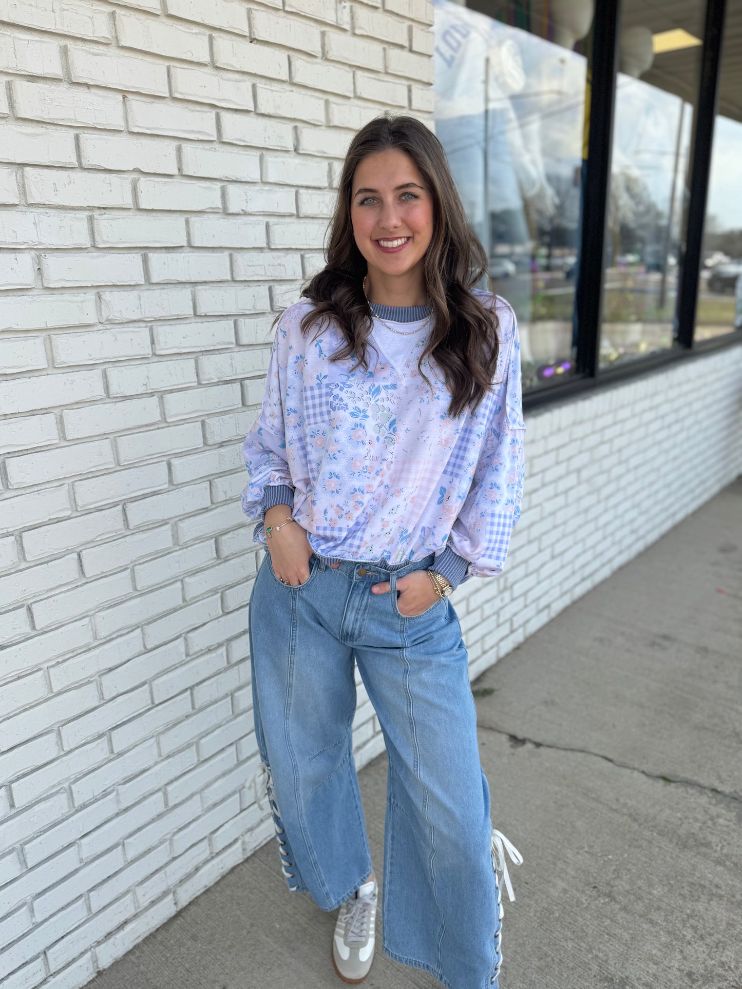 Floral Oversized Crew Neck Pullover