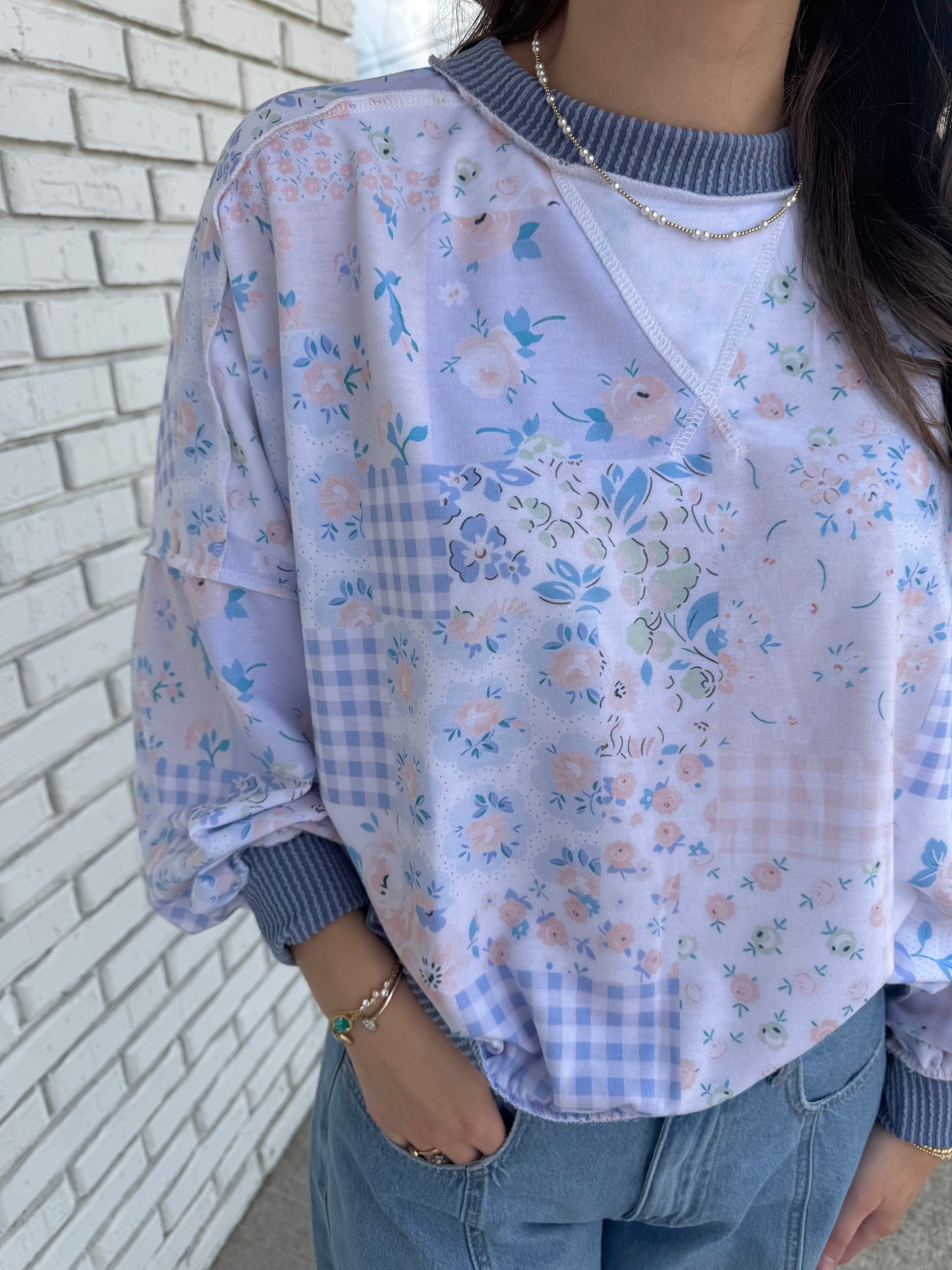 Floral Oversized Crew Neck Pullover