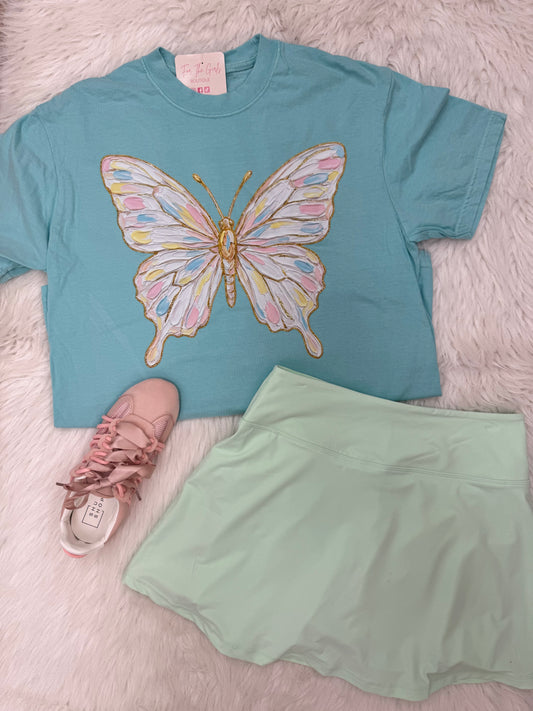 Blue Watercolor Butterfly Graphic Tee