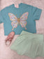 Blue Watercolor Butterfly Graphic Tee