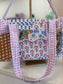 Gingham Floral Print Duffle Bag