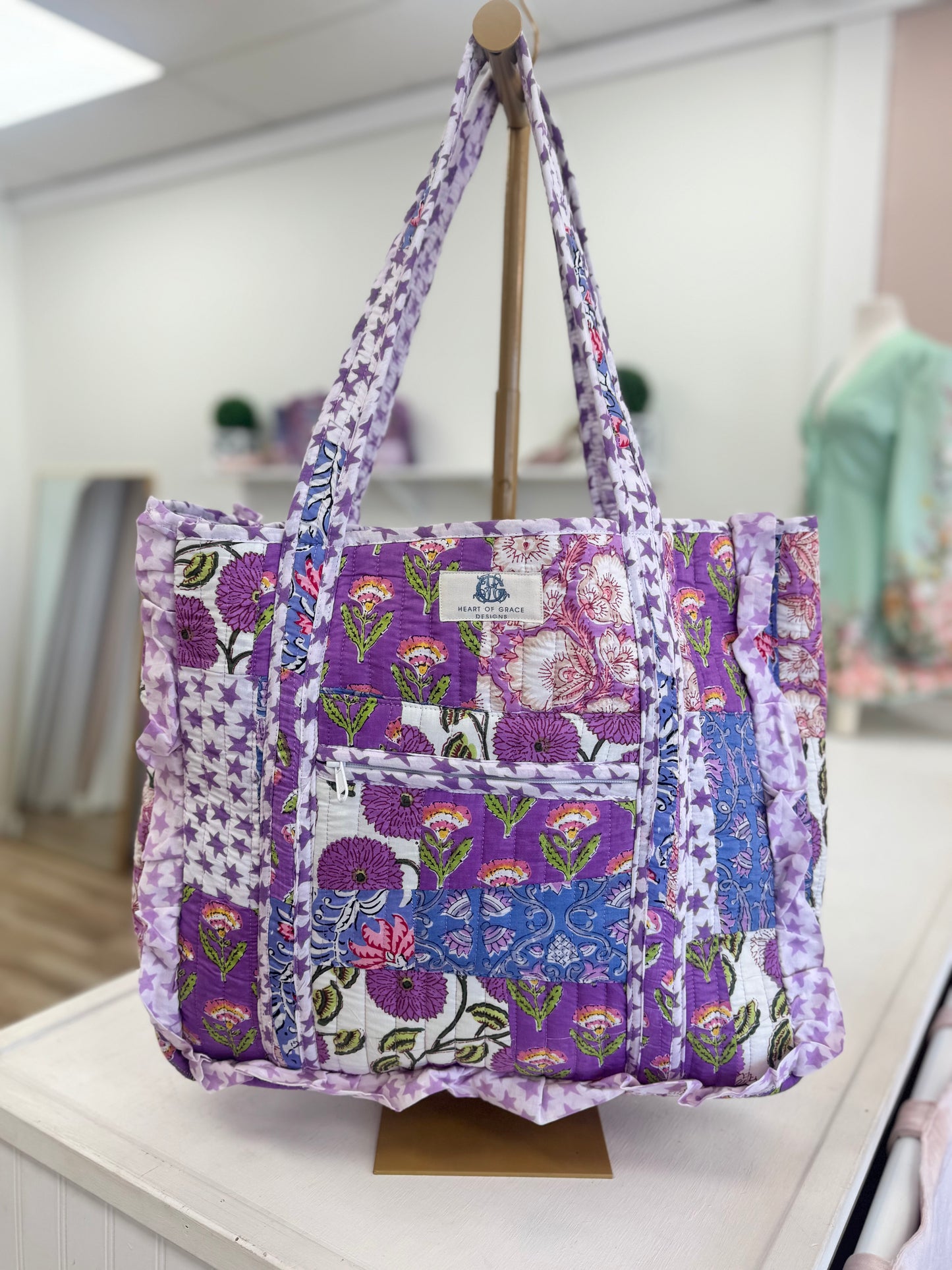 Purple Multi Pattern Tote Bag