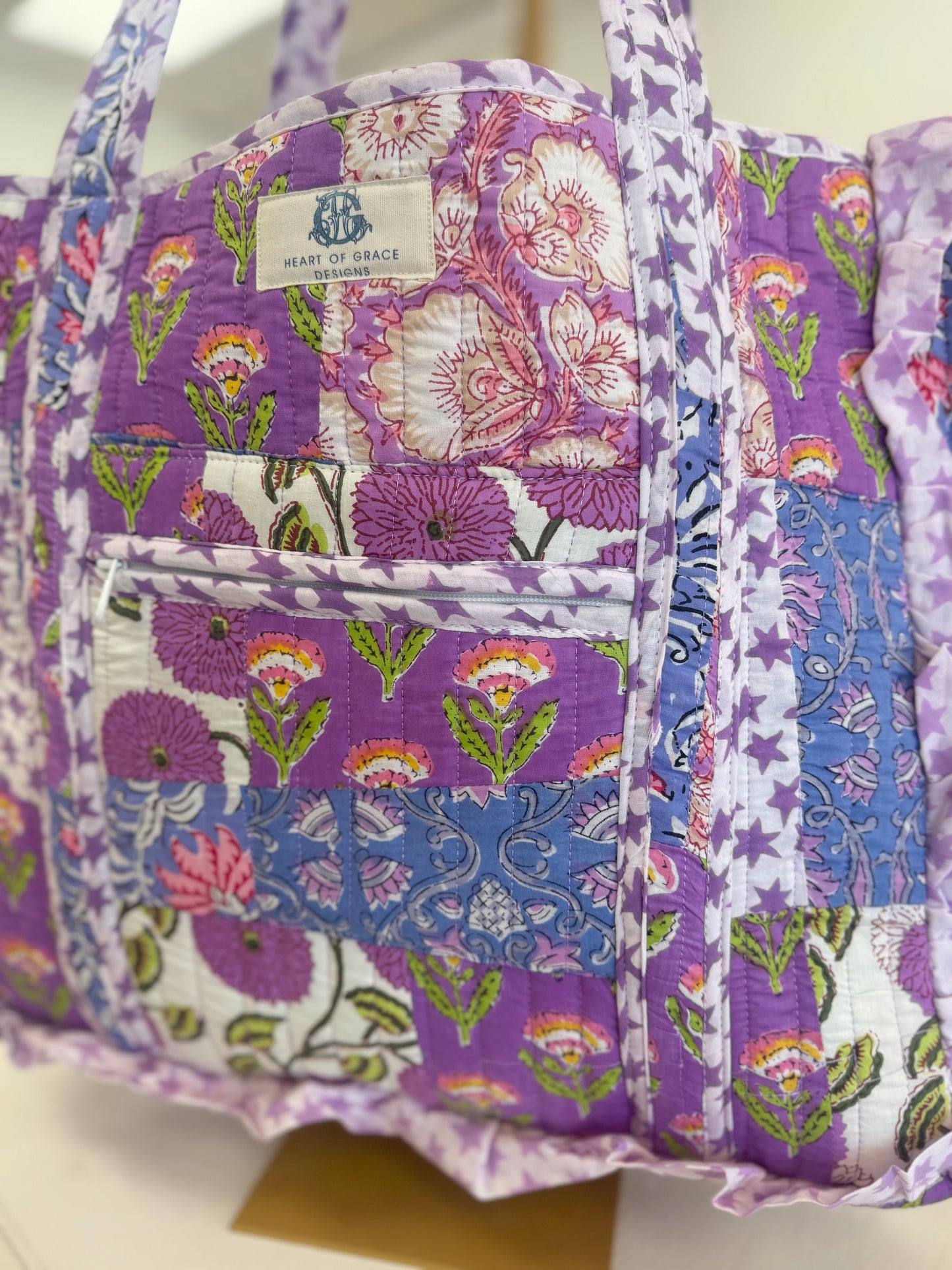 Purple Multi Pattern Tote Bag
