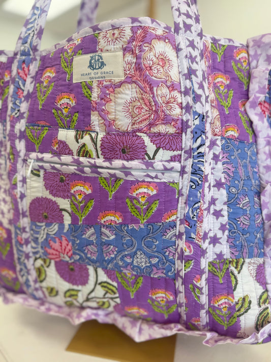 Purple Multi Pattern Tote Bag