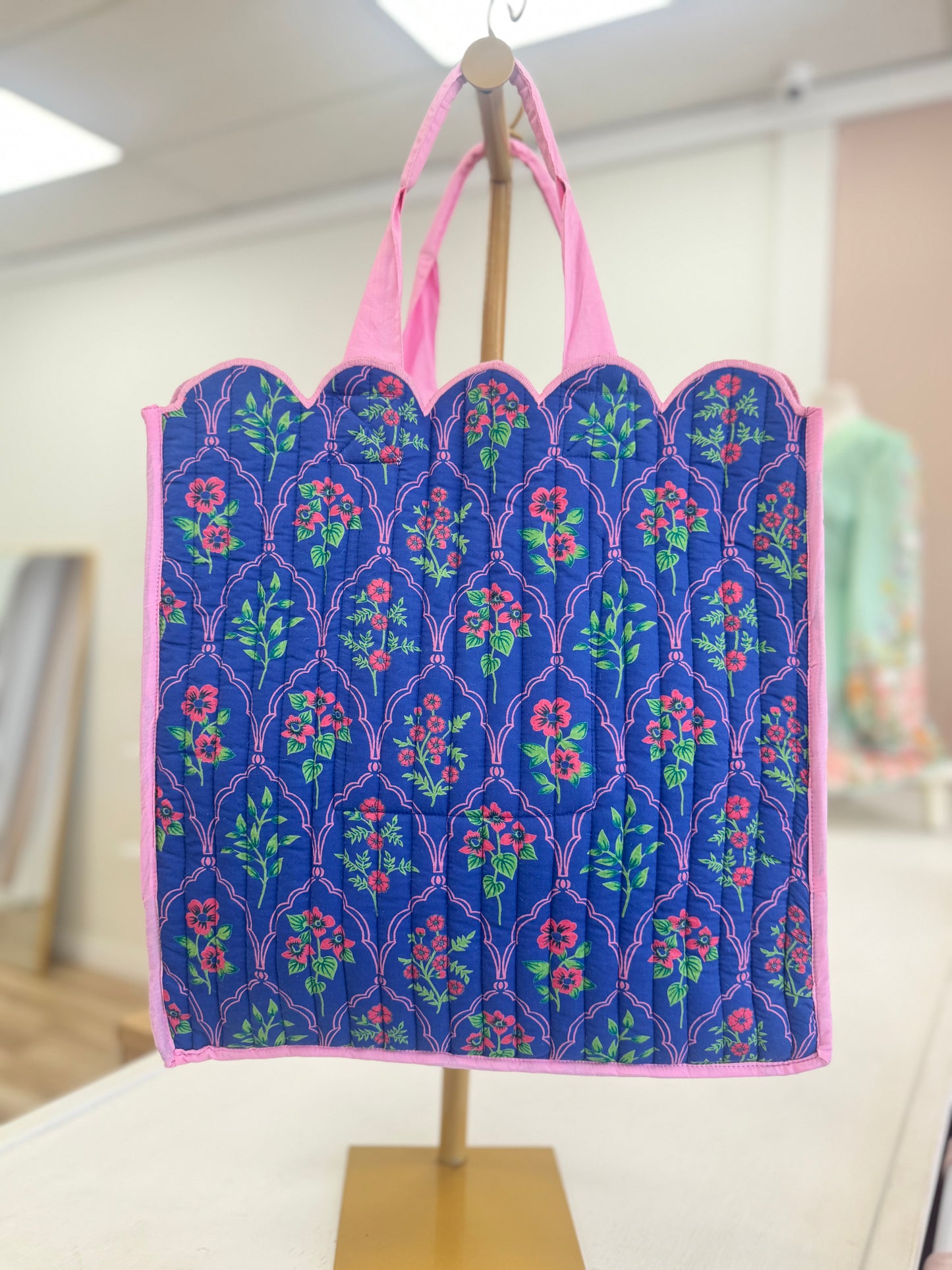 Dark Blue Scalloped Tote Bag