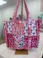 Pink Floral Quilted Tote Bag