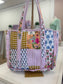 Gingham Floral Print Tote Bag