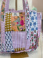 Gingham Floral Print Tote Bag