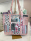 Pastel Multi Print Zipper Tote Bag