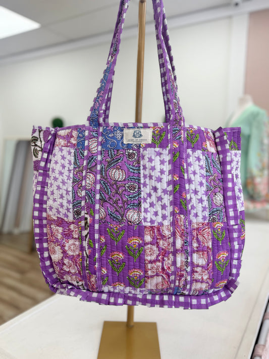 Purple Floral Tote Bag
