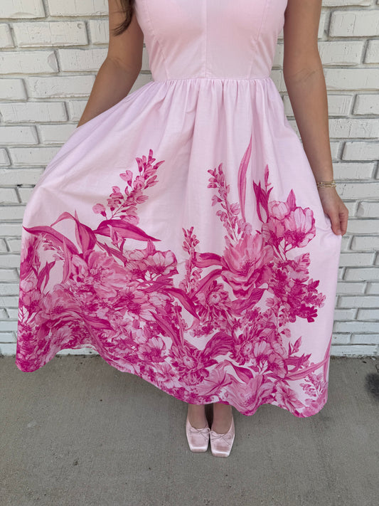 Halter Tie Pink Midi Dress