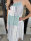 Patchwork Eyelet Midi Dress