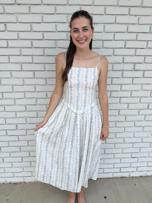 Floral Open Back Midi Dress