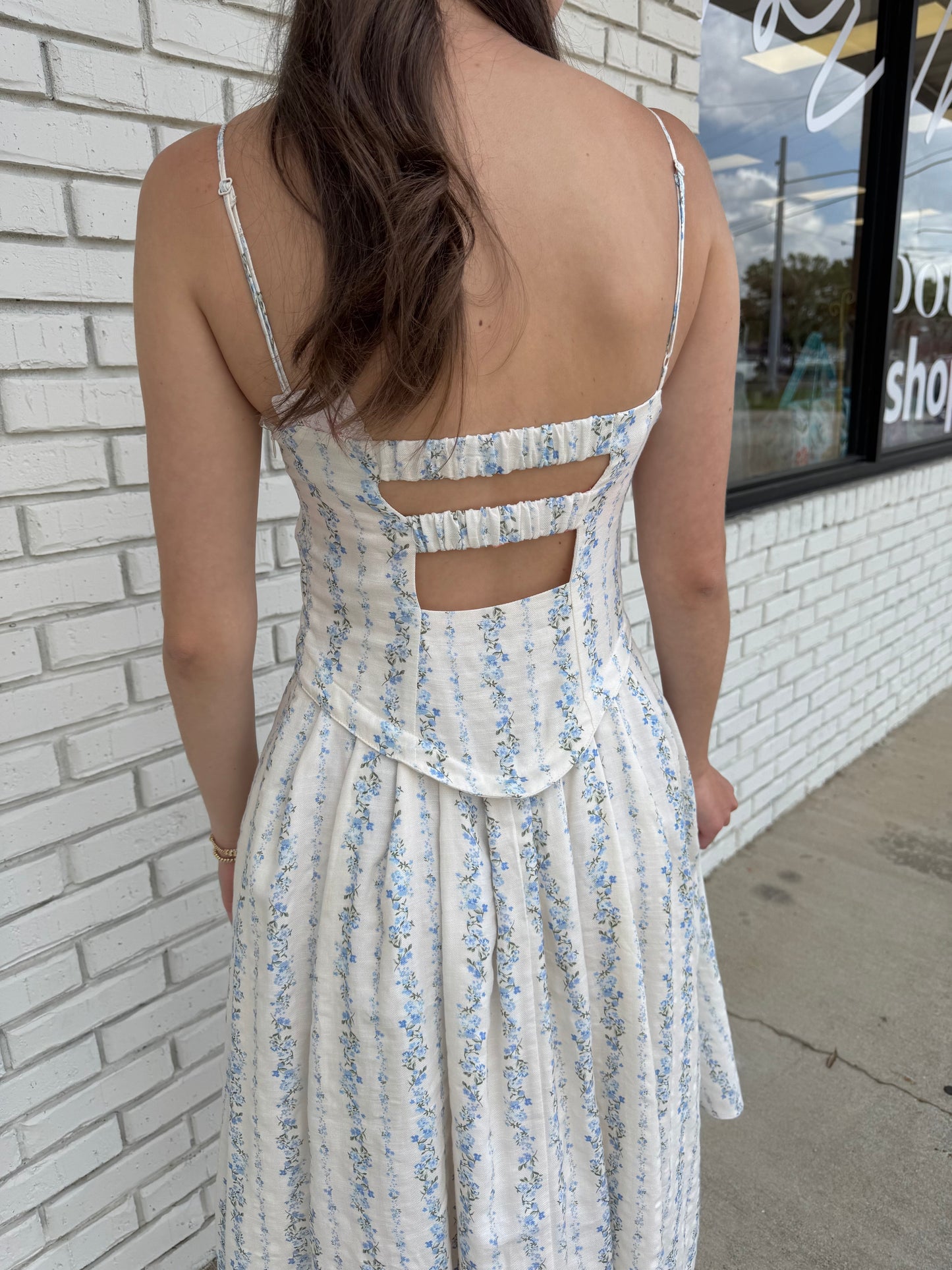 Floral Open Back Midi Dress