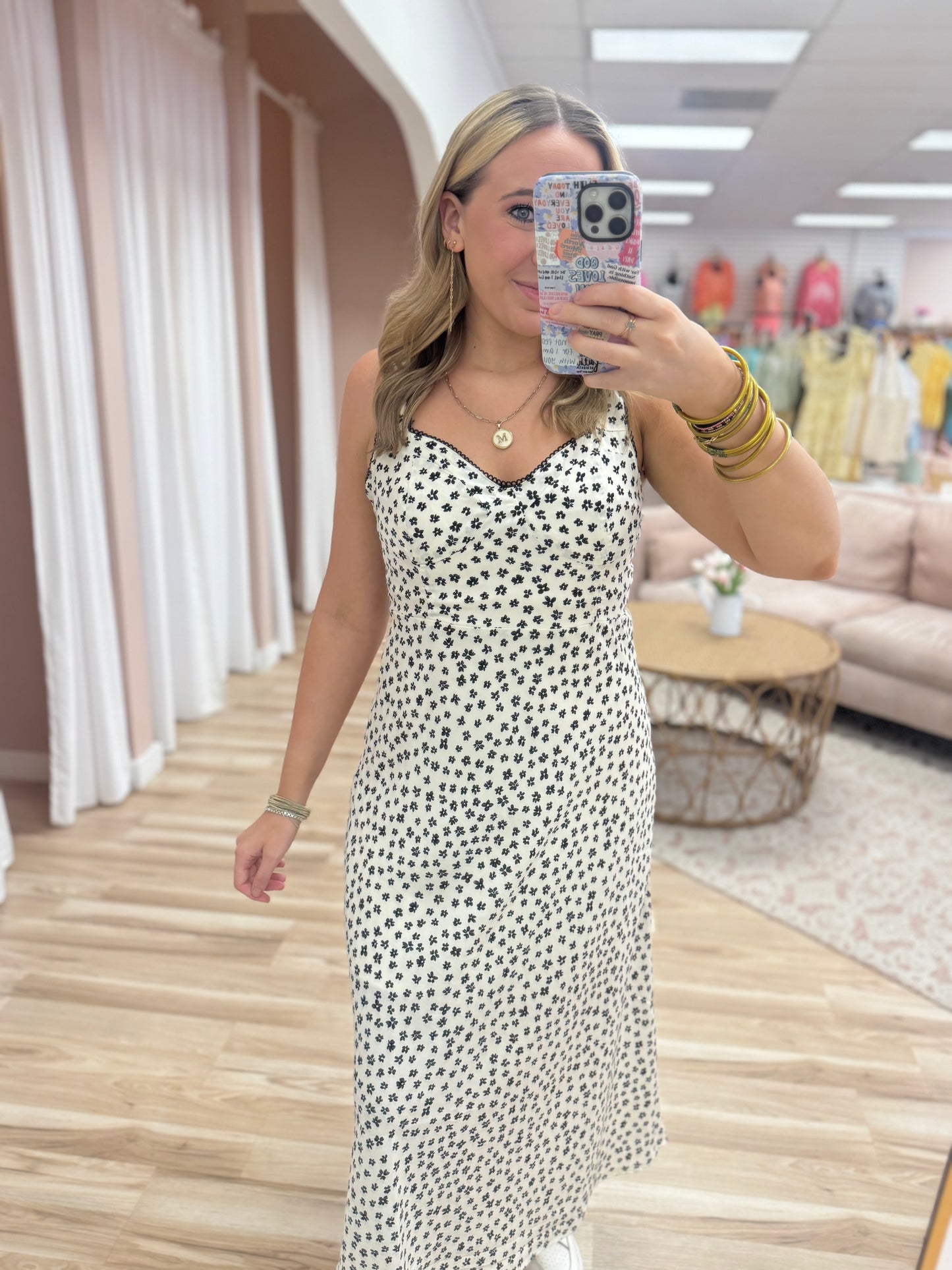 Cream Black Dainty Florals Dress